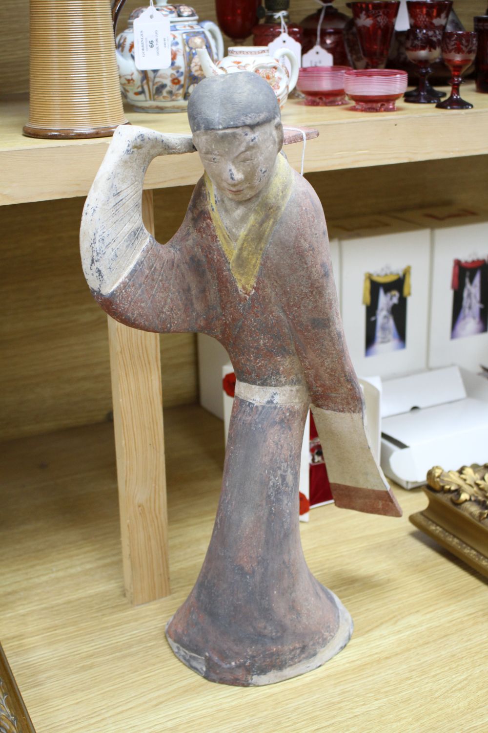 A large Chinese Han style pottery dancer, height 54cm